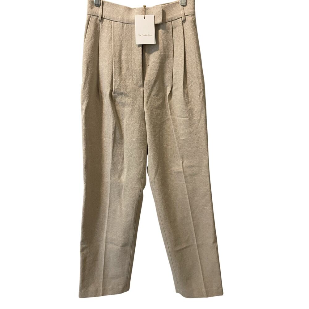 The Frankie Shop NWT Pace Pleated High Waist Linen Trousers Pants Small Sand